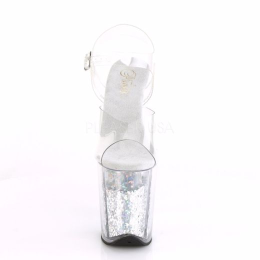 Product image of Pleaser Flamingo-808Gf Clear/Silver Multi Glitter, 8 inch (20.3 cm) Heel, 4 inch (10.2 cm) Platform Sandal Shoes