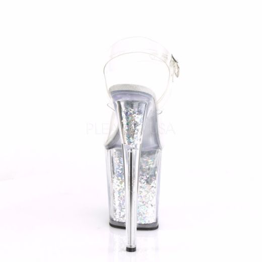 Product image of Pleaser Flamingo-808Gf Clear/Silver Multi Glitter, 8 inch (20.3 cm) Heel, 4 inch (10.2 cm) Platform Sandal Shoes