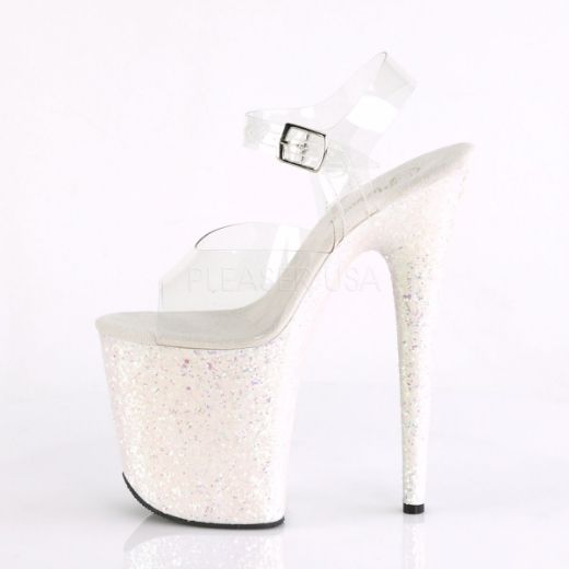 Product image of Pleaser Flamingo-808Lg Clear/Opal Multi Glitter, 8 inch (20.3 cm) Heel, 4 inch (10.2 cm) Platform Sandal Shoes