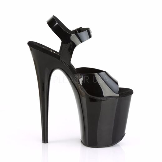 Product image of Pleaser Flamingo-808N Black (Jelly-Like) Tpu/Black, 8 inch (20.3 cm) Heel, 4 inch (10.2 cm) Platform Sandal Shoes