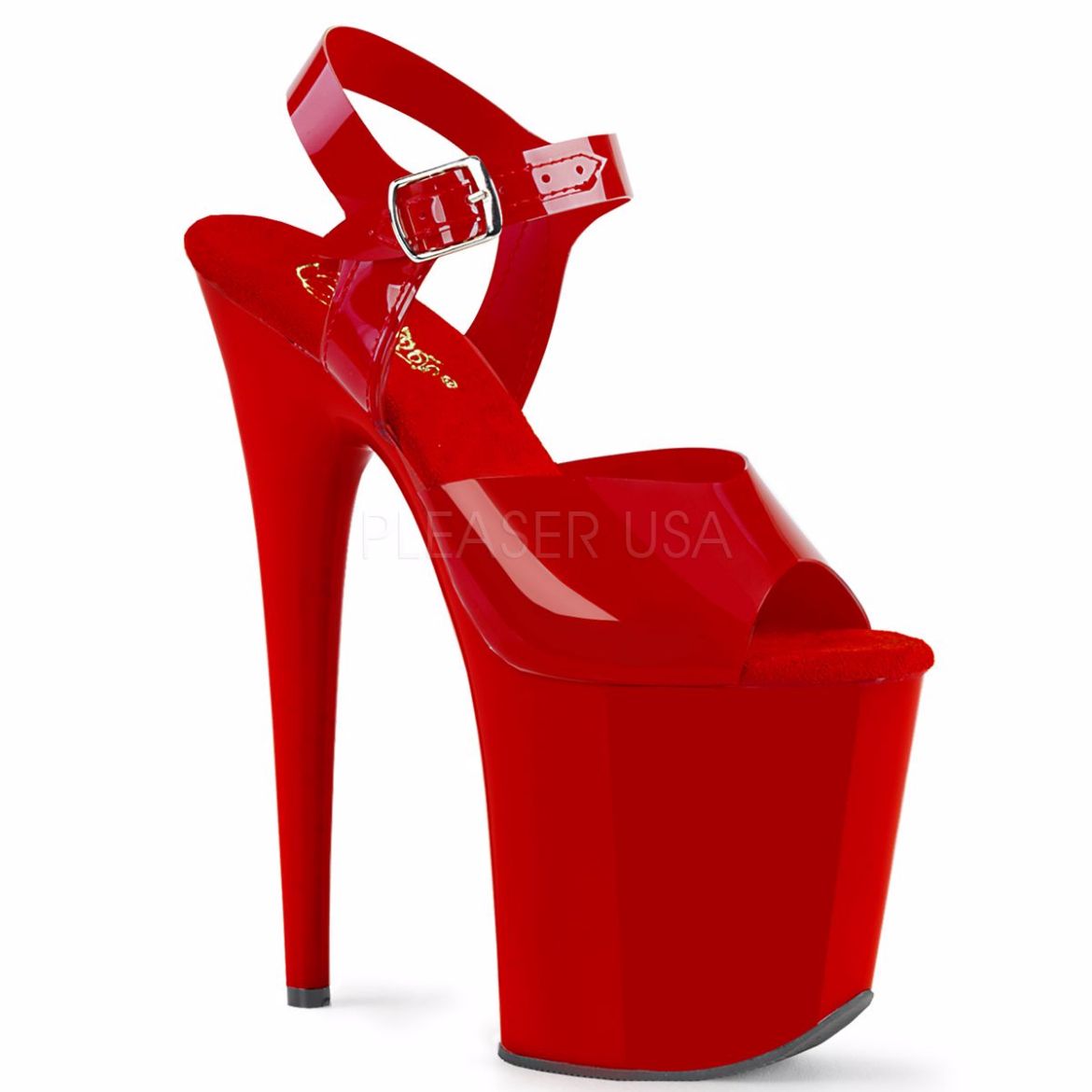 Product image of Pleaser Flamingo-808N Red (Jelly-Like) Tpu/Red, 8 inch (20.3 cm) Heel, 4 inch (10.2 cm) Platform Sandal Shoes
