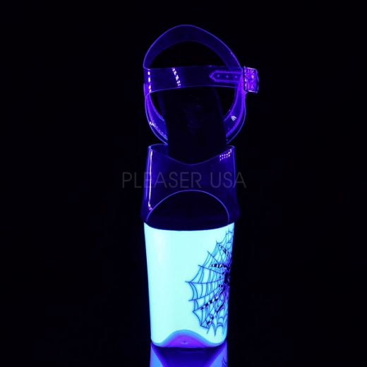 Product image of Pleaser Flamingo-808Sw Clear/Neon White, 8 inch (20.3 cm) Heel, 4 inch (10.2 cm) Platform Sandal Shoes