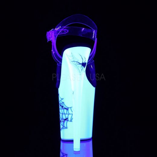 Product image of Pleaser Flamingo-808Sw Clear/Neon White, 8 inch (20.3 cm) Heel, 4 inch (10.2 cm) Platform Sandal Shoes