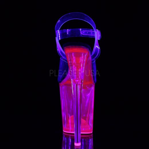 Product image of Pleaser Flamingo-808Uvt Clear/Hot Pink Tinted, 8 inch (20.3 cm) Heel, 4 inch (10.2 cm) Platform Sandal Shoes