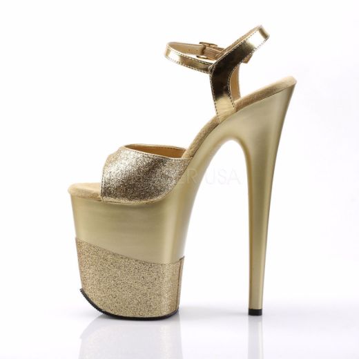 Product image of Pleaser Flamingo-809-2G Gold Glitter/Gold-Glitter, 8 inch (20.3 cm) Heel, 4 inch (10.2 cm) Platform Sandal Shoes