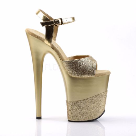 Product image of Pleaser Flamingo-809-2G Gold Glitter/Gold-Glitter, 8 inch (20.3 cm) Heel, 4 inch (10.2 cm) Platform Sandal Shoes