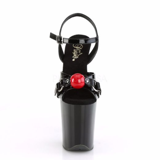 Product image of Pleaser Flamingo-809Gb Black Patent/Black, 8 inch (20.3 cm) Heel, 4 inch (10.2 cm) Platform Sandal Shoes