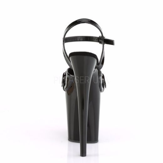 Product image of Pleaser Flamingo-809Gb Black Patent/Black, 8 inch (20.3 cm) Heel, 4 inch (10.2 cm) Platform Sandal Shoes