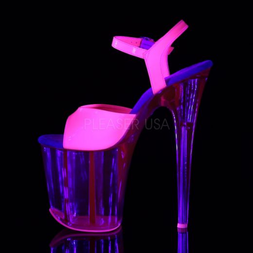 Product image of Pleaser Flamingo-809Uvt Neon Hot Pink Patent/Hot Pink Tinted, 8 inch (20.3 cm) Heel, 4 inch (10.2 cm) Platform Sandal Shoes