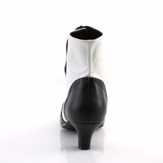 Product image of Bordello Flora-1023 White-Black Pu, 2 inch (5.1 cm) Heel Ankle Boot