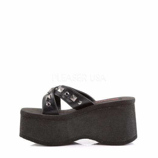 Product image of Demonia Funn-29 Black Vegan Leather, 3 1/2 inch Eva Platform Sandal Shoes