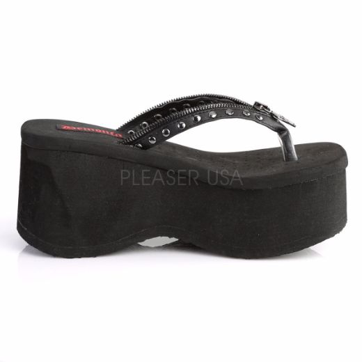 Product image of Demonia Funn-33 Black Vegan Leather, 3 1/2 inch Platform Sandal Shoes