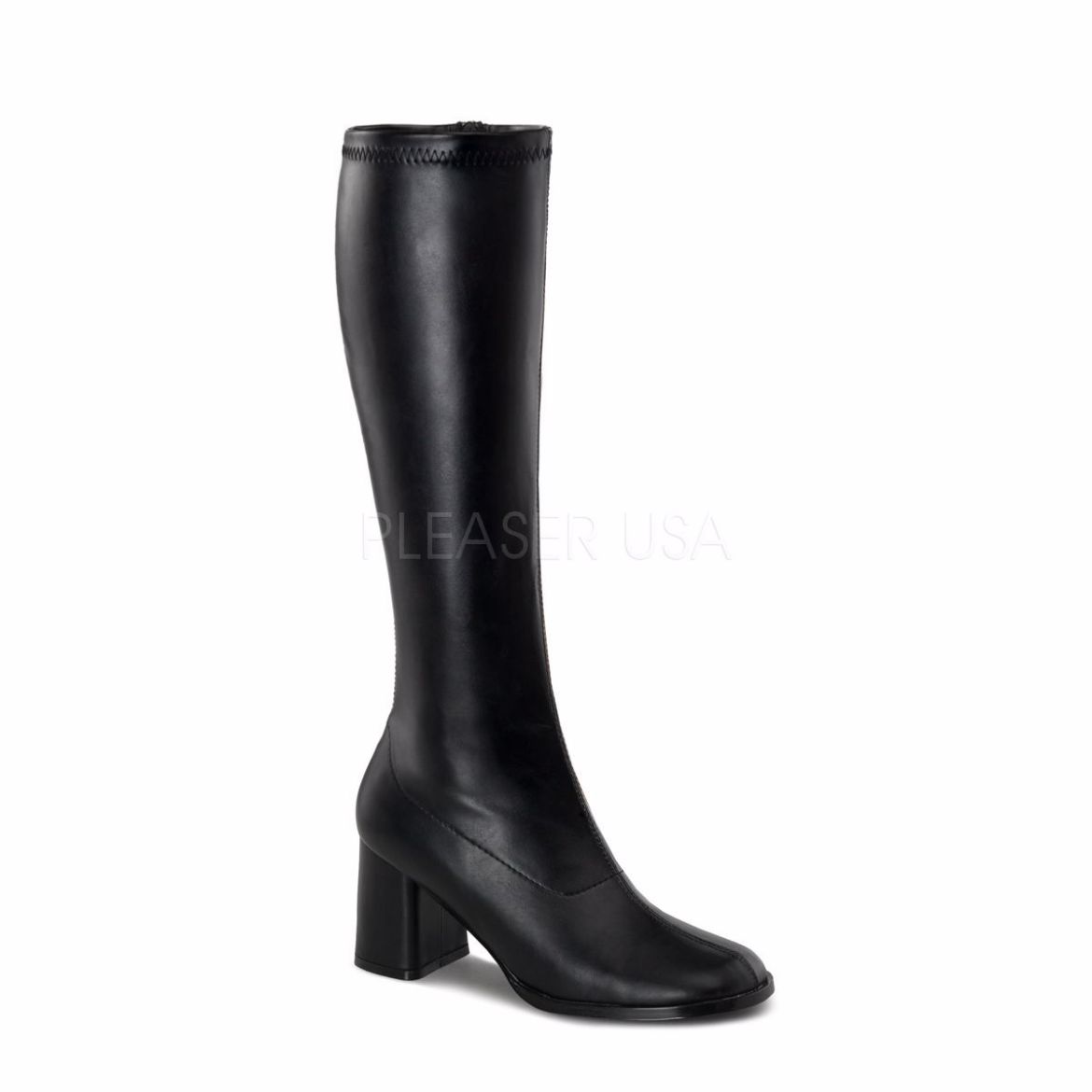 Product image of Funtasma Gogo-300 Black Stretch Pu, 3 inch (7.6 cm) Heel Knee High Boot