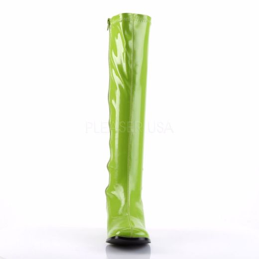 Product image of Funtasma Gogo-300 Lime Green Stretch Patent, 3 inch (7.6 cm) Heel Knee High Boot