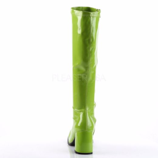 Product image of Funtasma Gogo-300 Lime Green Stretch Patent, 3 inch (7.6 cm) Heel Knee High Boot