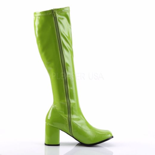 Product image of Funtasma Gogo-300 Lime Green Stretch Patent, 3 inch (7.6 cm) Heel Knee High Boot