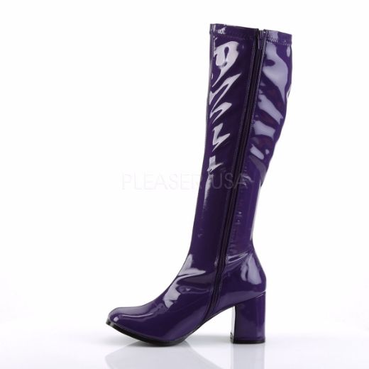 Product image of Funtasma Gogo-300 Purple Stretch Patent, 3 inch (7.6 cm) Heel Knee High Boot
