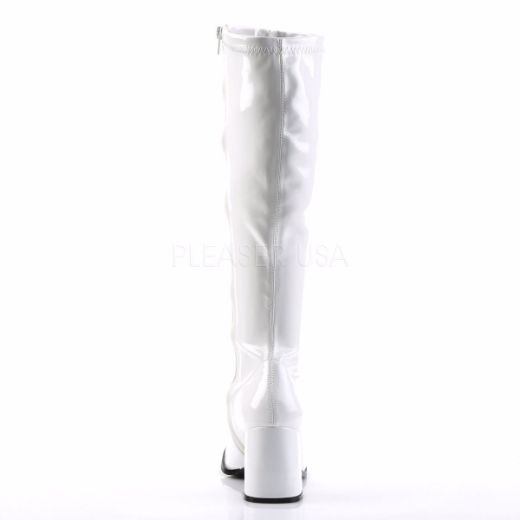 Product image of Funtasma Gogo-300 White Stretch Patent, 3 inch (7.6 cm) Heel Knee High Boot Shoes