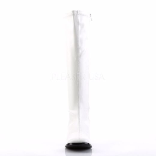 Product image of Funtasma Gogo-300 White Stretch Pu, 3 inch (7.6 cm) Heel Knee High Boot