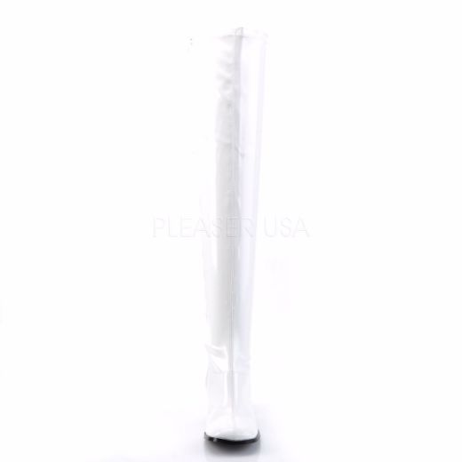 Product image of Funtasma Gogo-3000 White Stretch Patent, 3 inch (7.6 cm) Block Heel Knee High Boot