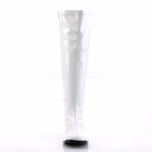 Product image of Funtasma Gogo-300Wc White Stretch Patent, 3 inch (7.6 cm) Heel Knee High Boot