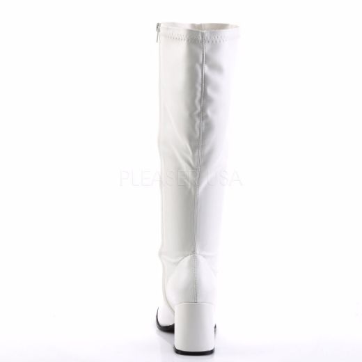 Product image of Funtasma Gogo-300Wc White Stretch Pu, 3 inch (7.6 cm) Heel Knee High Boot
