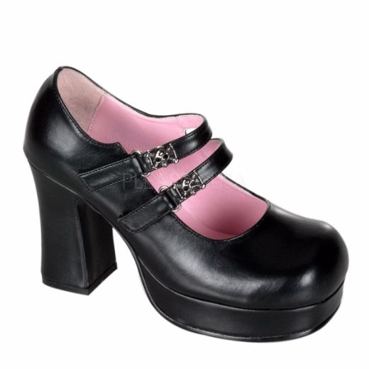 Product image of Demonia Gothika-09 Black Vegan Leather, 3 3/4 inch (9.5 cm) Heel, 1 inch (2.5 cm) Platform Court Pump Shoes
