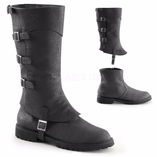 Product image of Funtasma Gotham-105 Black Distressed Pu, 1 1/2 inch (3.8 cm) Flat Heel Knee High Boot
