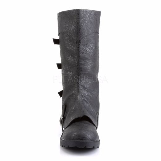 Product image of Funtasma Gotham-105 Black Distressed Pu, 1 1/2 inch (3.8 cm) Flat Heel Knee High Boot