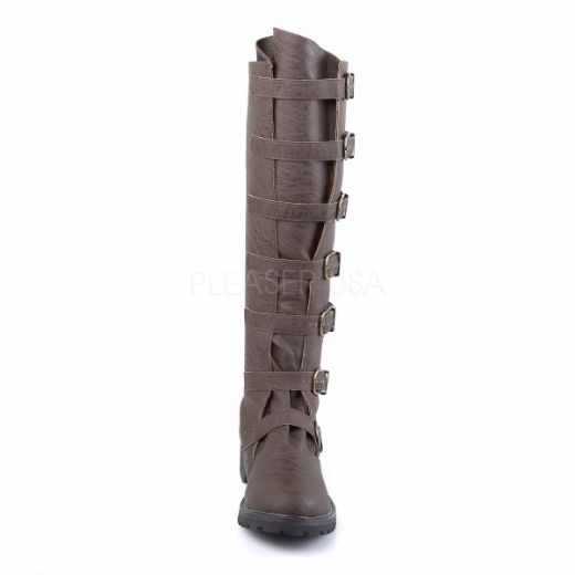 Product image of Funtasma Gotham-110 Brown Distressed Pu, 1 1/2 inch (3.8 cm) Flat Heel Knee High Boot