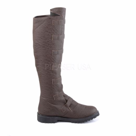 Product image of Funtasma Gotham-110 Brown Distressed Pu, 1 1/2 inch (3.8 cm) Flat Heel Knee High Boot