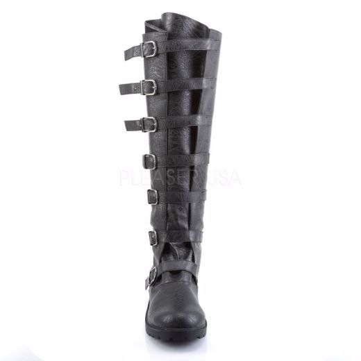 Product image of Funtasma Gotham-110 Black Distressed Pu, 1 1/2 inch (3.8 cm) Flat Heel Knee High Boot