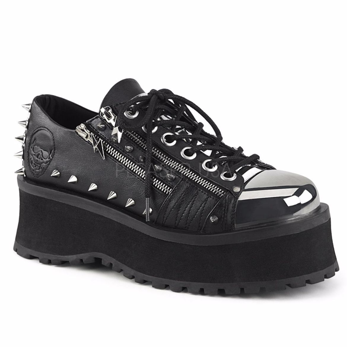 Product image of Demonia Gravedigger-04 Black Vegan Leather, 2 3/4 inch Platform Court Pump Shoes