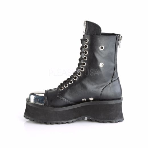 Product image of Demonia Gravedigger-10 Black Vegan Leather, 2 3/4 inch Platform Ankle Boot