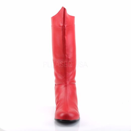 Product image of Funtasma Hero-100 Red Pu, 1 inch (2.5 cm) Flat Heel Knee High Boot