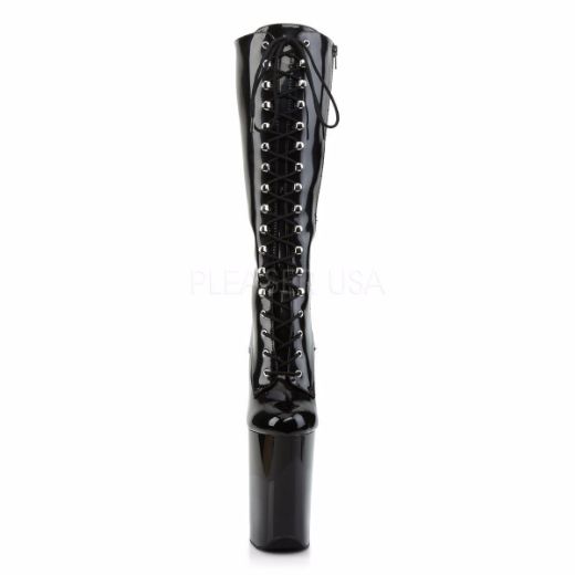 Product image of Pleaser Infinity-2020 Black Patent/Black, 9 inch (22.9 cm) Heel, 5 1/4 inch (13.3 cm) Platform Ankle Boot