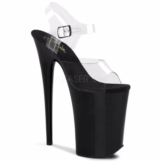 Product image of Pleaser Infinity-908 Clear/Black, 9 inch (22.9 cm) Heel, 5 1/4 inch (13.3 cm) Platform Sandal Shoes