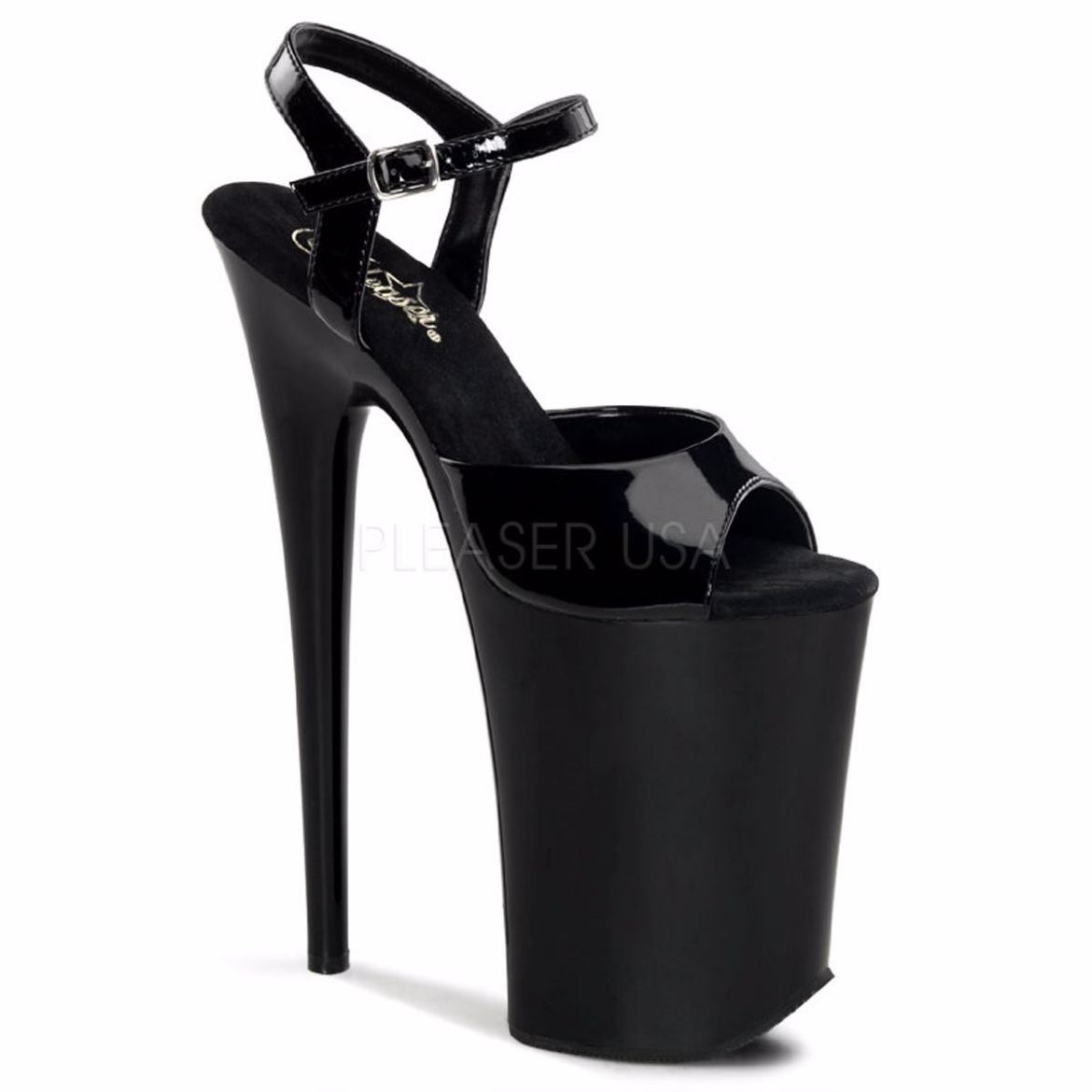 Product image of Pleaser Infinity-909 Black/Black, 9 inch (22.9 cm) Heel, 5 1/4 inch (13.3 cm) Platform Sandal Shoes