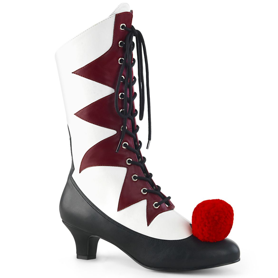 Product image of Funtasma It-120 White-Burgundy Pu, 2 inch (5.1 cm) Kitten Heel Ankle Boot