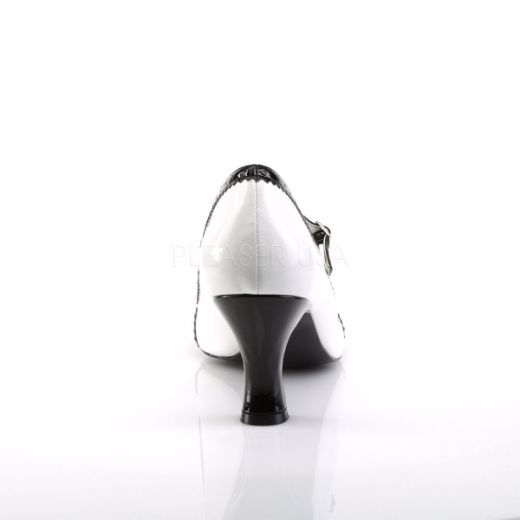 Product image of Pleaser Pink Label Jenna-06 White-Black Patent, 3 inch (7.6 cm) Heel Court Pump Shoes