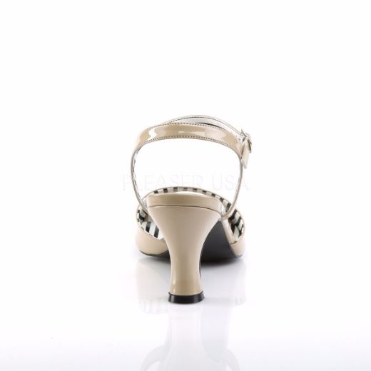 Product image of Pleaser Pink Label Jenna-09 Cream Patent, 3 inch (7.6 cm) Heel Sandal Shoes