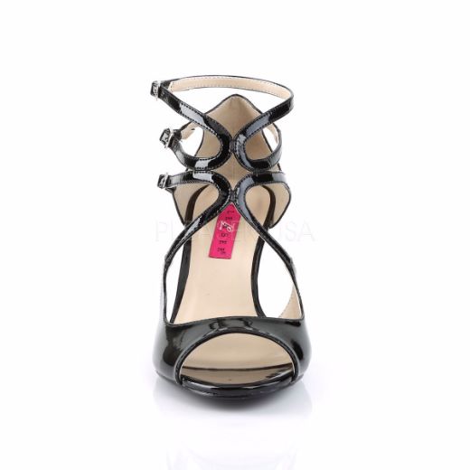 Product image of Pleaser Pink Label Kimberly-04 Black Patent, 3 inch (7.6 cm) Wedge Sandal Shoes