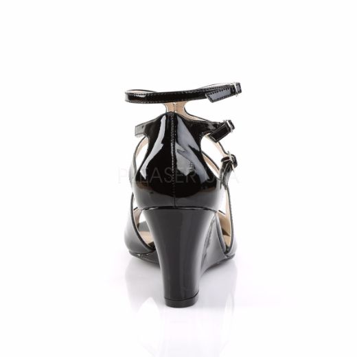 Product image of Pleaser Pink Label Kimberly-04 Black Patent, 3 inch (7.6 cm) Wedge Sandal Shoes