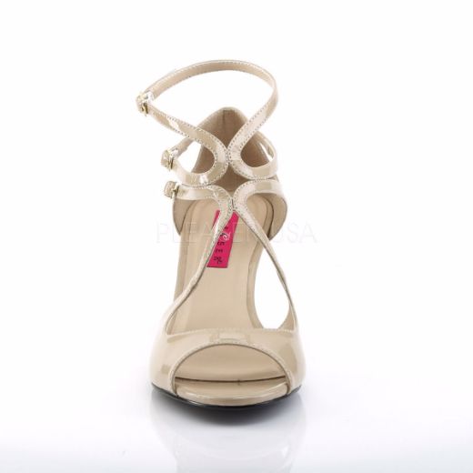 Product image of Pleaser Pink Label Kimberly-04 Cream Patent, 3 inch (7.6 cm) Wedge Sandal Shoes