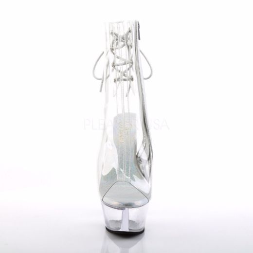 Product image of Pleaser Kiss-1018C Clear/Clear, 6 inch (15.2 cm) Heel, 1 3/4 inch (4.4 cm) Platform Ankle Boot