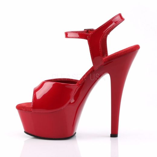 Product image of Pleaser Kiss-209 Red Patent/Red, 6 inch (15.2 cm) Heel, 1 3/4 inch (4.4 cm) Platform Sandal Shoes