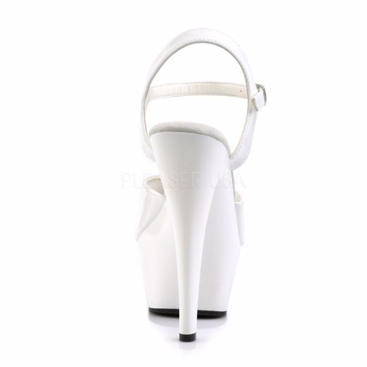 Product image of Pleaser Kiss-209 White Patent/White, 6 inch (15.2 cm) Heel, 1 3/4 inch (4.4 cm) Platform Sandal Shoes