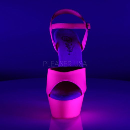 Product image of Pleaser Kiss-209Uv Neon Hot Pink/Hot Pink, 6 inch (15.2 cm) Heel, 1 3/4 inch (4.4 cm) Platform Sandal Shoes