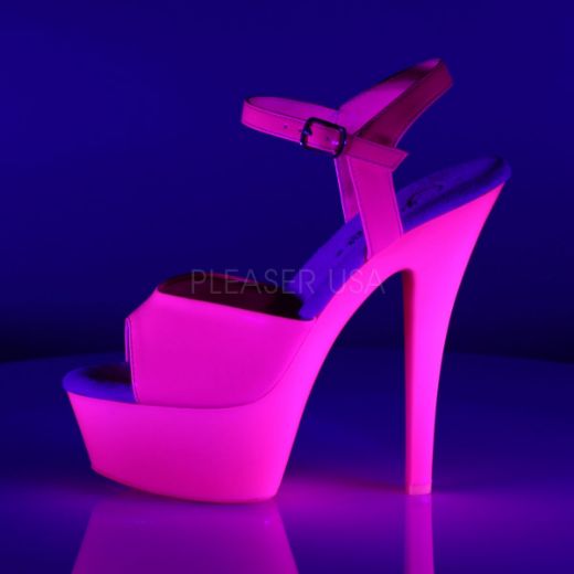 Product image of Pleaser Kiss-209Uv Neon Hot Pink/Hot Pink, 6 inch (15.2 cm) Heel, 1 3/4 inch (4.4 cm) Platform Sandal Shoes