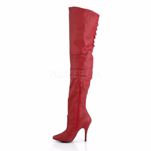 Product image of Pleaser Legend-8899 Red Leather (P), 5 inch (12.7 cm) Heel Thigh High Boot